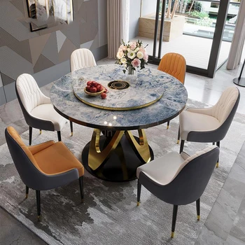 Индивидуальный обеденный стол в стиле Рок, Итальянский Домашний Роскошный Обеденный стол, Круглый индукционный стол, мебель для квартиры в яслях GPF50YH