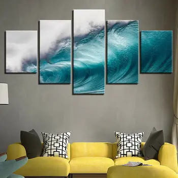Катящиеся волны, морской пейзаж Океана, 5 шт., картина на холсте, настенное искусство, картина, настенный декор для гостиной, без рамки