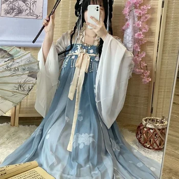 Китайское традиционное платье принцессы Ханфу, женское кружевное платье с вышивкой, Косплей, сказочная древняя одежда, женские винтажные платья для танцев