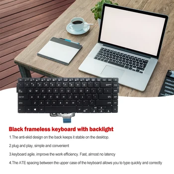Клавиатура без рамки с подсветкой, клавиатура для быстрого набора текста, клавиатура для домашнего офиса, замена клавиатуры для Asus VivoBook S510