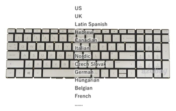 Клавиатура на американском иврите, канадском и испанском языках для HP 15s-du0000 15s-dy0000 15t-cr000 15t-cs000 15t-cs0000 15t-cs100 15t-cu000 с подсветкой S