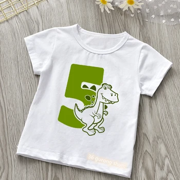 Классические футболки с динозавром № 5, Забавная футболка для мальчиков, Летняя одежда для мальчиков, Детская футболка с коротким рукавом, Детская одежда для дня рождения, футболки