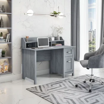 Классический офисный стол с местом для хранения, серый игровой стол, компьютерные столы mesa