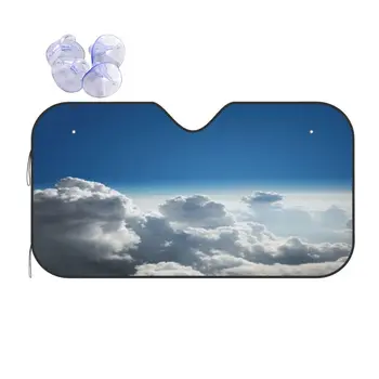 Козырек на лобовое стекло автомобиля с видом на небо и облака, защита салона, складной солнцезащитный козырек, универсальные аксессуары, чехлы на ветровое стекло