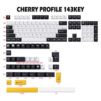 Колпачки для клавиш GMK Cherry V2 Черно-Белые PBT 143 Клавиши Полный Набор Dye Sub Для Механической клавиатуры JP US Layout С пробелом 6.25U 7U