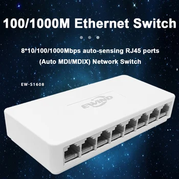 Коммутатор Ethernet 10/100/1000 Мбит/с, 5/8 Портов, Настольный Гигабитный Сетевой Коммутатор, Адаптер, Быстрый Ethernet-Коммутатор с Портом RJ45, Автоматический MDI/MDIX