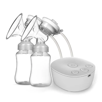 Комплект электрического двойного молокоотсоса с 2 бутылочками молока, USB Мощный Массажер для груди, экстрактор молока для грудного вскармливания