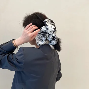 Корейский лоукостер большого размера с принтом в виде толстой кишки, петля для волос, эластичная повязка на голову из веревки для волос