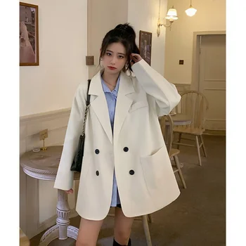 Корейский стиль, повседневная свободная женская куртка средней длины