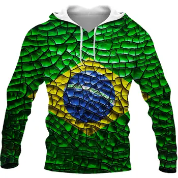 Крутые модные Толстовки с рисунком Флага Бразилии, мужская толстовка с 3D Принтом, Повседневный Пуловер Унисекс, толстовка в стиле хип-хоп в стиле Харадзюку