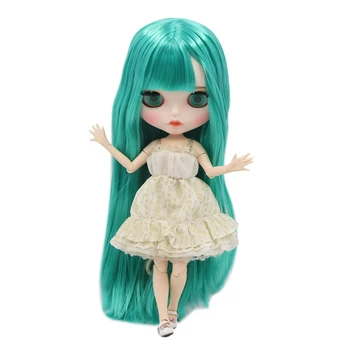 Кукла ICY DBS Blyth 1/6 bjd с белой кожей, зелеными длинными прямыми волосами и матовым лицом, обнаженным телом BL4227