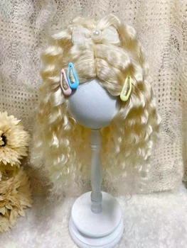 Кукольные парики для Blythe Qbaby из мохера с золотыми локонами 9-10 дюймов на голове