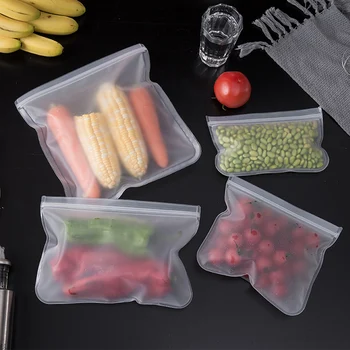 Кухонные принадлежности, Силиконовая сумка для фруктов и овощей, Многоразовая герметичная сумка для хранения свежих продуктов, сумка для хранения продуктов в холодильнике на молнии