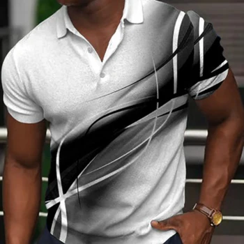 Летние мужские рубашки с принтом на пуговицах и воротнике, топы с коротким рукавом, повседневная футболка Muscle