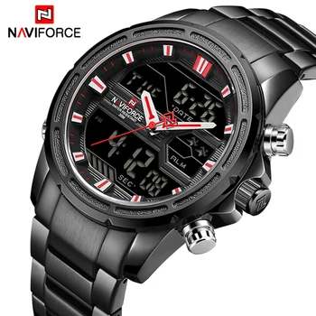 Лучший люксовый бренд NAVIFORCE, Мужские Военные спортивные часы, Мужские Кварцевые часы из нержавеющей стали, светодиодные Цифровые Аналоговые мужские Часы Relogio Masculino