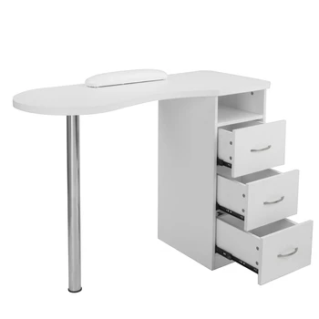Маникюрный стол, маникюрный стол из МДФ с триамином, Нержавеющая сталь, три выдвижных ящика, Маникюрный стол с подушкой для рук, Белый Компьютерный стол