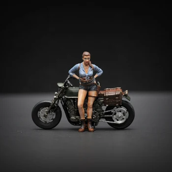 Масштаб 1:64 Мотоциклетная фигурка Девушки, модель, аксессуары для сцены, персонаж, кукла из смолы, игрушка