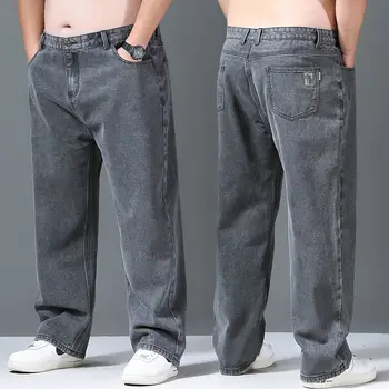 Мешковатые джинсы, Мужские повседневные брюки, Широкие классические брюки для работы, Серые джинсовые брюки, новинка 2023 года