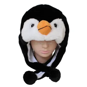 Милое мультяшное плюшевое животное, Пингвин, Пушистая теплая шапочка-Бини, Зимняя шапка для взрослых, женщин, мужчин, Детей, Мальчиков, девочек, Пушистый Косплей-костюм