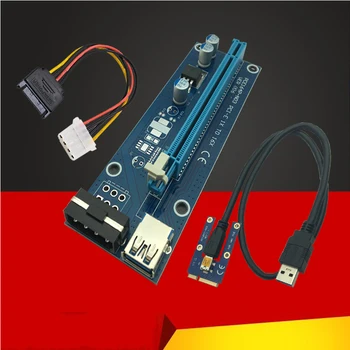 Мини-карта PCIE Riser Card PCI-E PCI Express от 1x до 16x USB 3.0 Кабель от SATA до 4Pin IDE Molex Источник Питания для Майнинга BTC Miner Machine