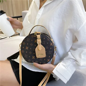 Мода женщин ретро сумка круглый PU кожа Messenger сумки женщин роскошные одноместный плеча Crossbody сумка сумки