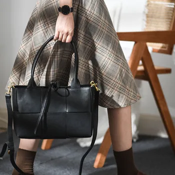 Модная дизайнерская женская сумка-тоут из натуральной простроченной кожи, повседневная рабочая сумка для покупок, роскошная женская сумка через плечо из натуральной воловьей кожи