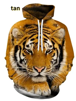 Модные толстовки с 3D принтом животных, Тигр/лев, 3D Принт, Модные Повседневные пуловеры с длинными рукавами, Толстовки