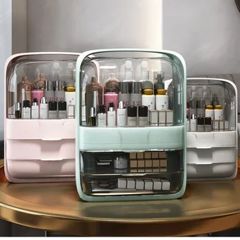Модный новый органайзер для макияжа Большой емкости Водонепроницаемый и пылезащитный Ящик для хранения косметики в ванной комнате Настольный ящик для хранения красоты