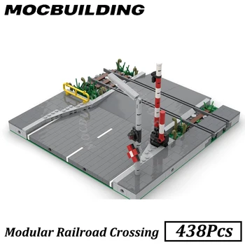 Модульная Улица с Железнодорожным Переездом MOC Строительные Блоки Кирпичные Игрушки Строительный Подарок для Детей