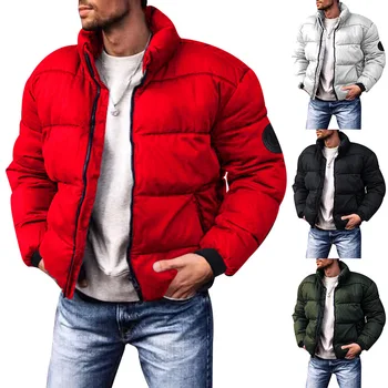 Мужская пуховая куртка, Зимняя куртка, зимнее пальто, Ветрозащитное теплое, для прогулок, повседневная, однотонная верхняя одежда, одежда