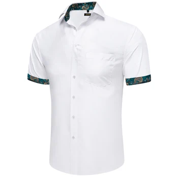 Мужская рубашка с коротким рукавом, Летние однотонные футболки с рисунком Пейсли, Роскошная дизайнерская мужская одежда оптом, Прямая поставка