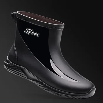 Мужские непромокаемые ботинки, обувь шеф-повара, обувь для рыбалки, Повседневная водонепроницаемая удобная модная нескользящая прочная износостойкая тенденция, Большой размер 44