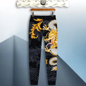 Мужские повседневные спортивные брюки с 3D принтом дракона, весенне-осенние новые свободные брюки