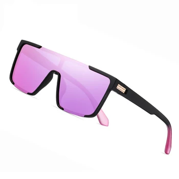 Мужские солнцезащитные очки с плоским верхом Мужские черные большие квадратные оттенки UV400 Градиентные солнцезащитные очки Для женщин Классные красочные Дизайнерские цельные