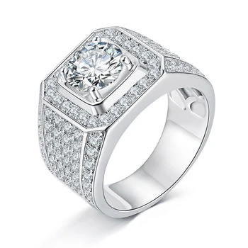 Мужское кольцо с бриллиантом Муассанит 5 Карат DH Цвет Роскошное обручальное кольцо Из Серебра S925 Пробы