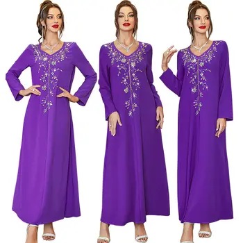 Мусульманское женское длинное платье Макси-Абайя, Марокканское вечернее платье, Кафтан-Джилбаб, Индийское женское платье на Ид