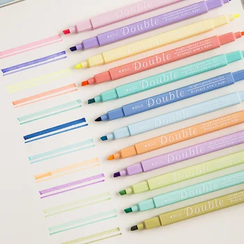 Набор ручек с двусторонним цветным маркером, двойной наконечник, Жирный тонкий мягкий цветной лайнер, Ручки для рисования Office School F797