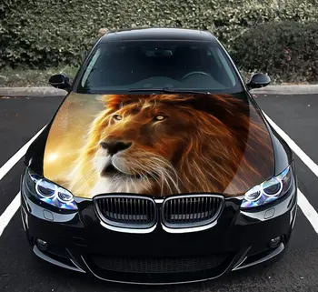 Наклейка со львом на капот автомобиля, виниловая наклейка на капот, полноцветная графическая наклейка, подходит для любого автомобиля