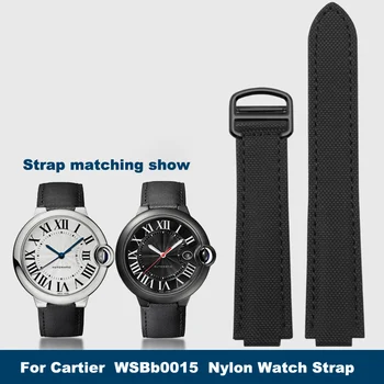 Нейлоновый ремешок для часов Cartier Blue Balloon WSBB0015 Браслет на запястье 16*8 мм 18*11 мм 20*12 мм черный ремешок для часов со складной застежкой