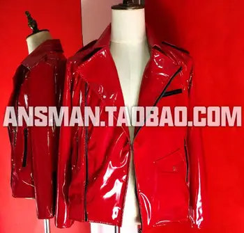 Новая модная кожаная куртка для певца DS из лакированной кожи в европейском и американском стиле, мотоциклетная кожаная куртка в стиле панк