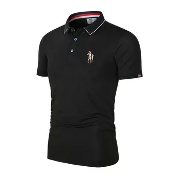 Новая мужская рубашка поло с вышивкой, повседневная деловая футболка с лацканами и короткими рукавами, мужская летняя одежда для гольфа