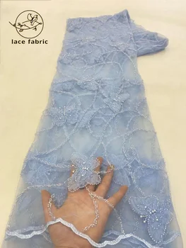 Новейшая африканская кружевная ткань из тюля с блестками 2023, высококачественный кружевной материал для жениха, французские нигерийские кружевные ткани для женской вечеринки