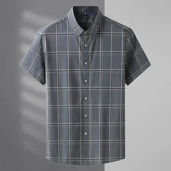 Новое Поступление, Модная Мужская Рубашка в клетку с короткими рукавами, Летняя Тонкая Свободная Повседневная Рубашка Оверсайз Размера Плюс 2XL 3XL 4XL 5XL 6XL 7XL 8XL