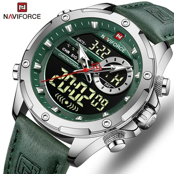 Новые мужские часы NAVIFORCE, люксовый бренд, Военные спортивные мужские наручные часы, хронограф, Кварцевые Водонепроницаемые часы, Кожаные мужские часы