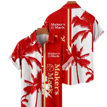 Новые повседневные рубашки 3D красного цвета с короткими рукавами, топы из натурального материала, Повседневный Стиль, Свободные Пляжные Гавайские рубашки-покеты для мужчин и женщин