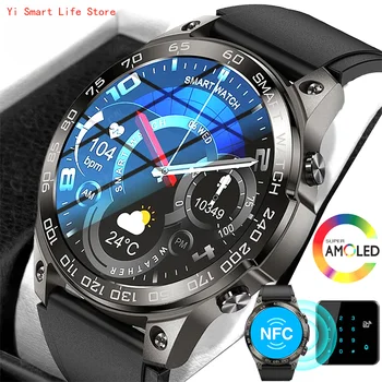 Новый 2023 NFC Бизнес Bluetooth Вызов Смарт-Часы ECG + PPG Частота сердечных сокращений Мужские Спортивные IP68 Водонепроницаемые Смарт-часы с Батареей 400 мАч