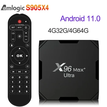 Новый X96 Max Plus Ultra Amlogic S905X4 Android11 Smart TV Box 4G 32G/64G Двойной WIFI USB3.0 8K HD 2,4G и 5,0 G телеприставка PK x96 max +