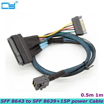 Новый кабель Mini SAS 3.0 SFF 8643-U.2 SFF-8639 с 15-контактным гнездовым разъемом SATA, кабель питания SSD, провод 12 ГБ/сек. 0,5 м 1 м
