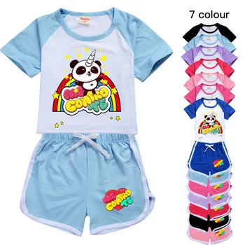 Новый Розовый комплект летней одежды для девочек и мальчиков 2021 года, Детская спортивная футболка Me Contro Te + Штаны, Комплект из 2 предметов, Детская одежда, Пижамы