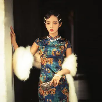 Новый Стиль 2023 Старый Шанхай Ципао Молодая Девушка Ретро Китайский Стиль Длинное Темпераментное Платье Ципао Современный Чонсам